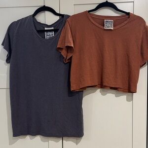 TWO Jungmaven Basic Diesel Gray T-Shirt & Lorel Burnt
Orange Cropped Tee, M
